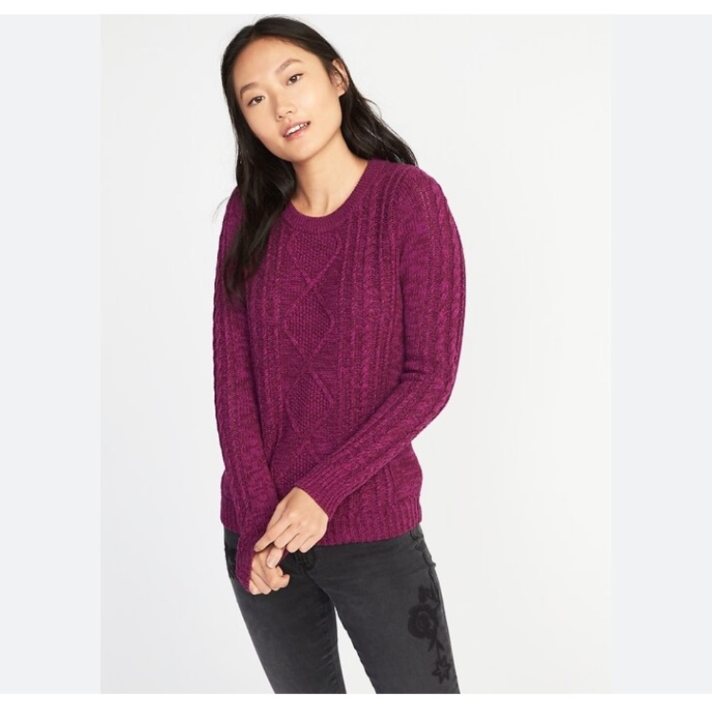 Old Navy Purple Pink Cable Knit Long Sleeve Sweater